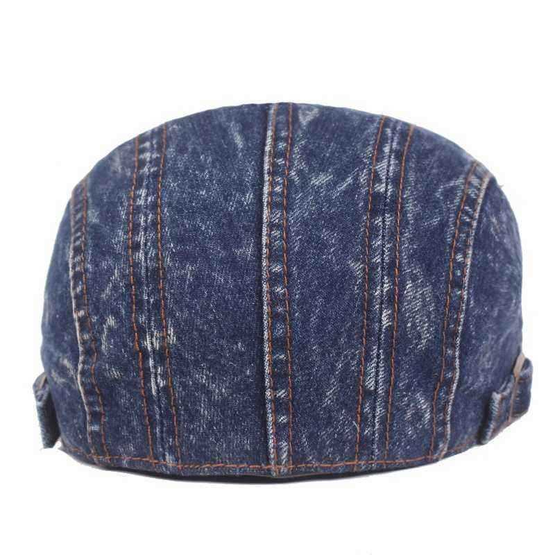 Men-Washed-Denim-Double-Sided-Adjustable-Painter-Beret-Hat-Newsboy-Cabbie-Flat-Caps-1440479