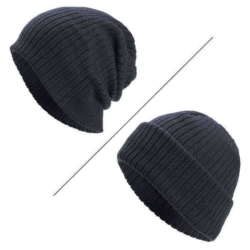 Men-Winter-Plain-Thicken-Brimless-Knitted-Cap-Curlable-Earmuffs-Slouch-Beanie-Caps-1344417