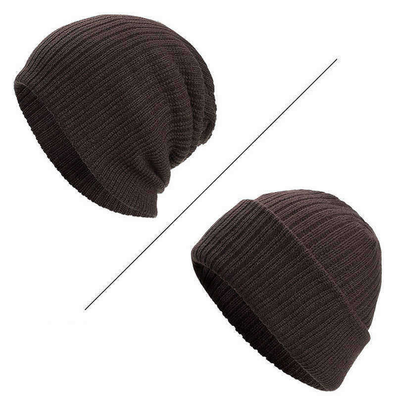 Men-Winter-Plain-Thicken-Brimless-Knitted-Cap-Curlable-Earmuffs-Slouch-Beanie-Caps-1344417