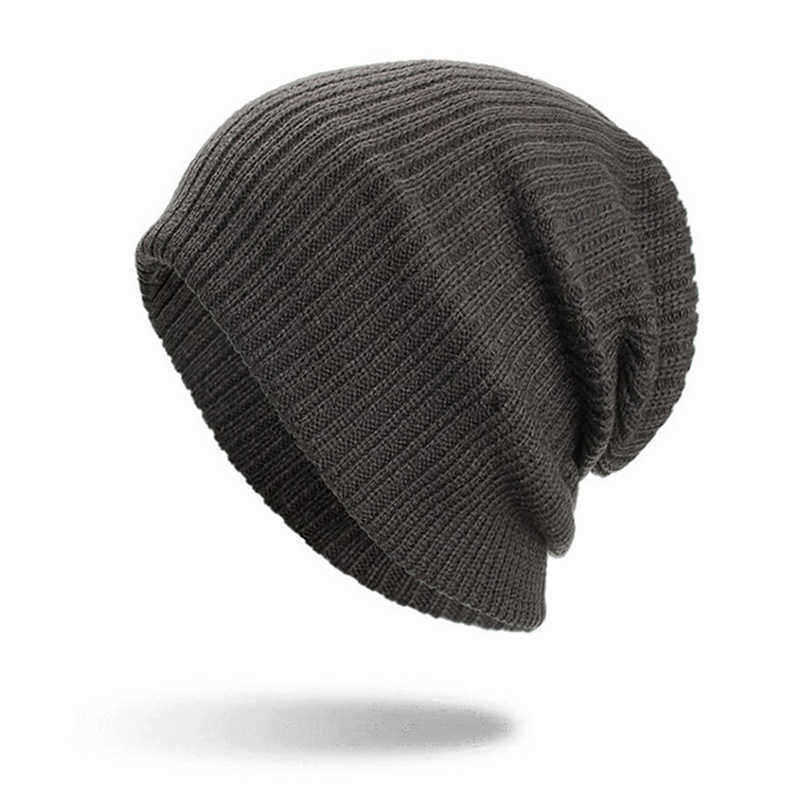 Men-Winter-Plain-Thicken-Brimless-Knitted-Cap-Curlable-Earmuffs-Slouch-Beanie-Caps-1344417