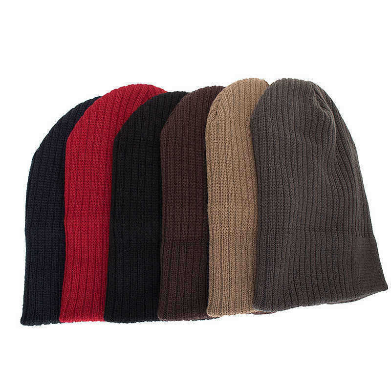 Men-Winter-Plain-Thicken-Brimless-Knitted-Cap-Curlable-Earmuffs-Slouch-Beanie-Caps-1344417