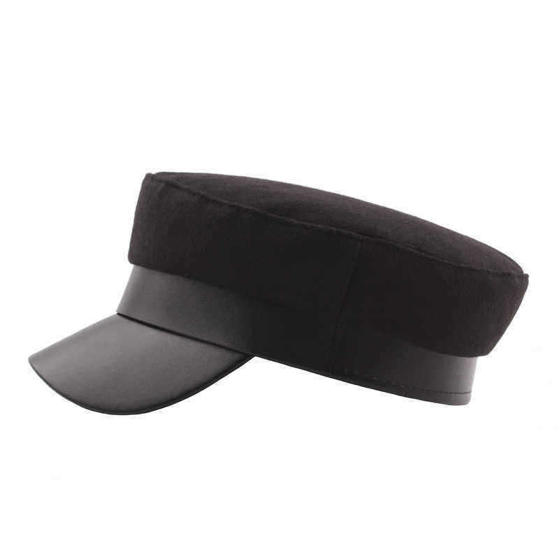 Men-Woman-Belt-Metal-Buckle-Navy-Beret-Caps-Woolen-Blending-Warm-Flat-Top-Cadet-Hat-1349749