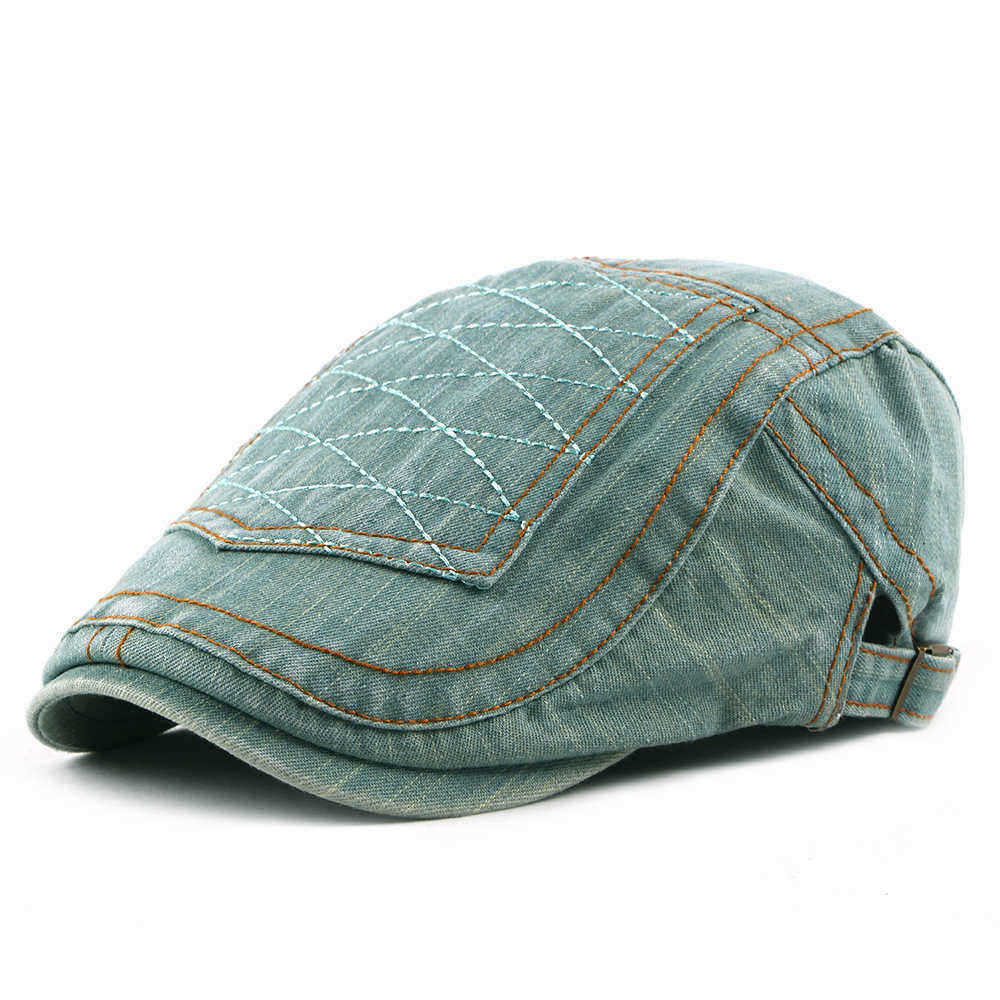 Men-Women-Casual-Washed-Denim-Peaked-Cap-Beret-Hat-1336500