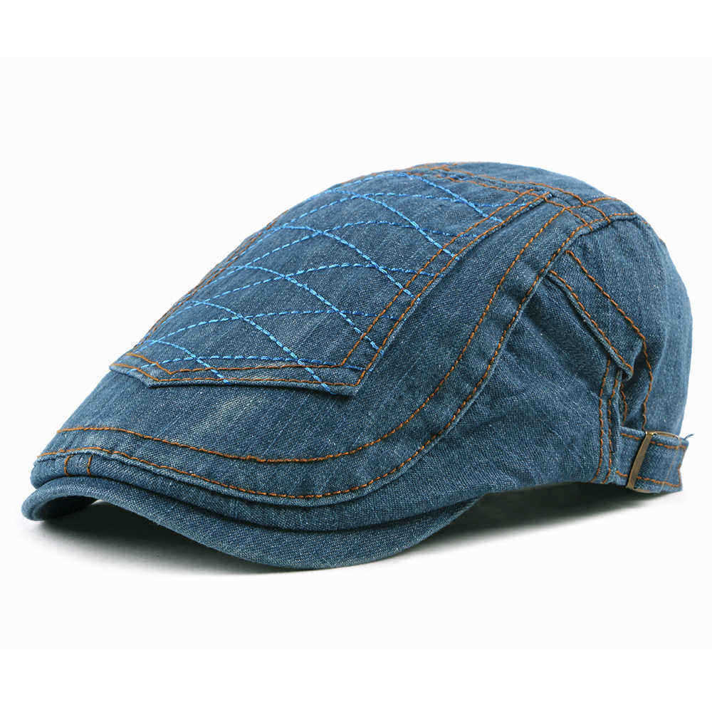 Men-Women-Casual-Washed-Denim-Peaked-Cap-Beret-Hat-1336500