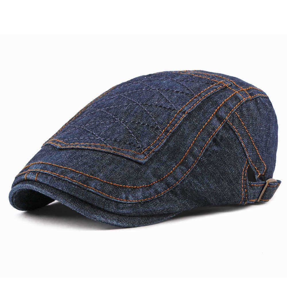 Men-Women-Casual-Washed-Denim-Peaked-Cap-Beret-Hat-1336500