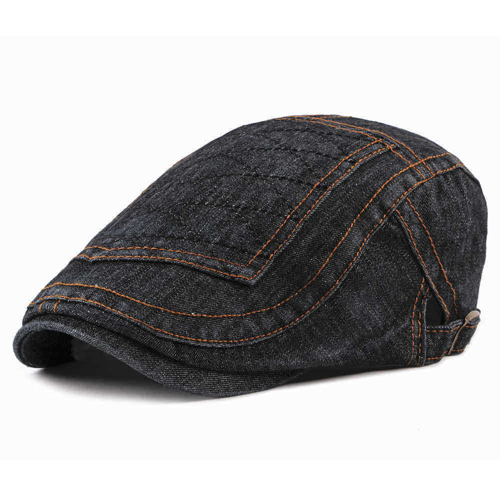 Men-Women-Casual-Washed-Denim-Peaked-Cap-Beret-Hat-1336500