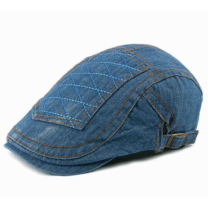 Men-Women-Casual-Washed-Denim-Peaked-Cap-Beret-Hat-1336500