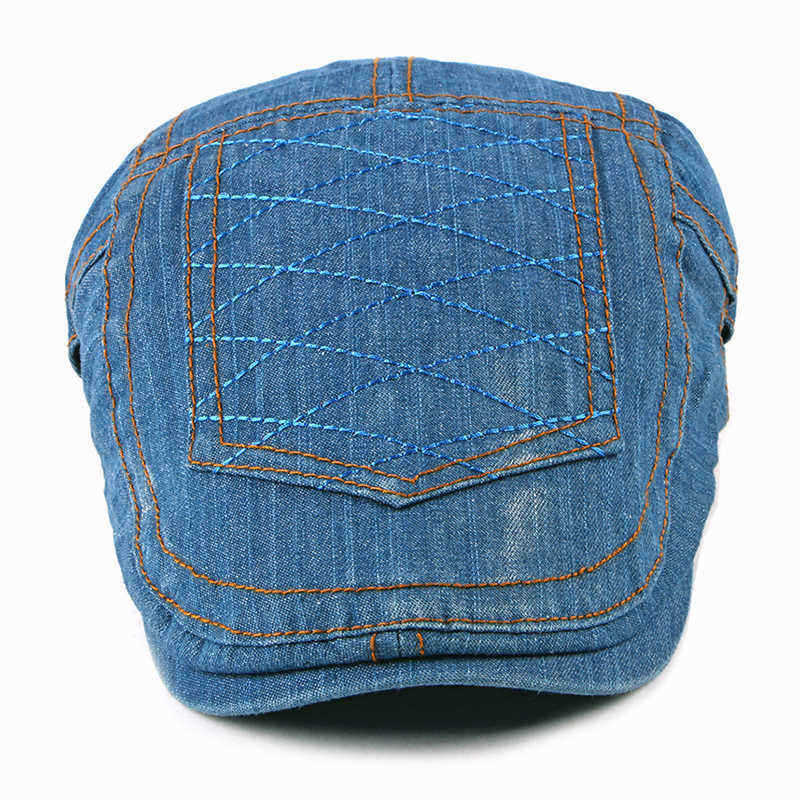 Men-Women-Casual-Washed-Denim-Peaked-Cap-Beret-Hat-1336500