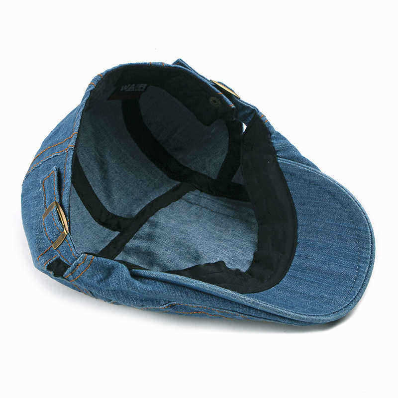 Men-Women-Casual-Washed-Denim-Peaked-Cap-Beret-Hat-1336500