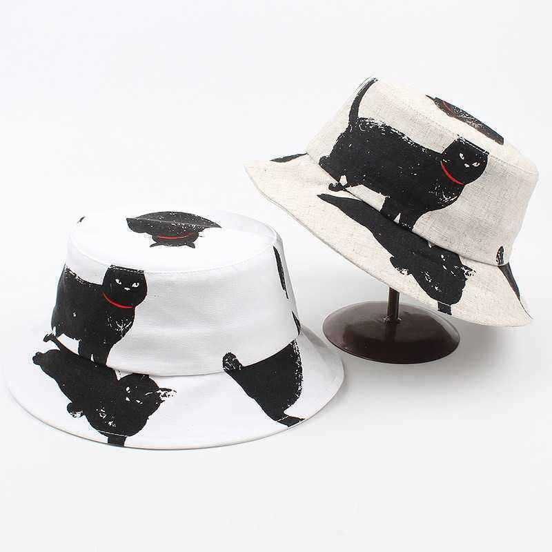 Men-Women-Cat-Pattern-Print-Bucket-Hat-Outdoor-Sunshade-Fisherman-Hat-1406382