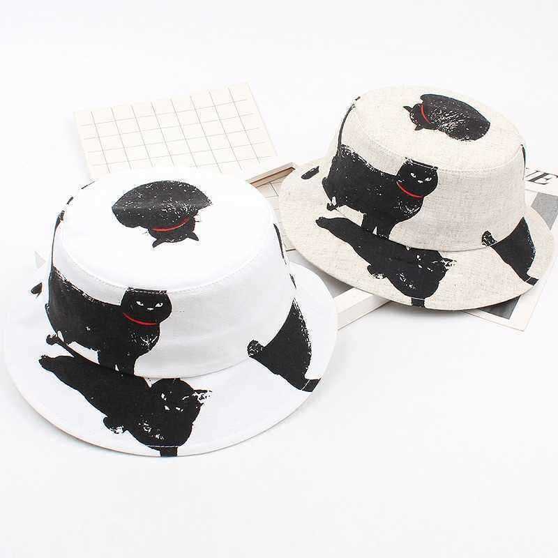 Men-Women-Cat-Pattern-Print-Bucket-Hat-Outdoor-Sunshade-Fisherman-Hat-1406382