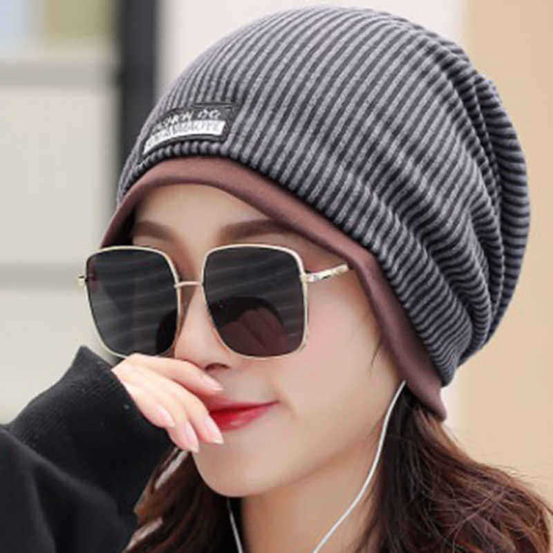 Men-Women-Cotton-Double-Layers-Beanie-Caps-Fashion-Stripe-Brimless-Hat-1356828