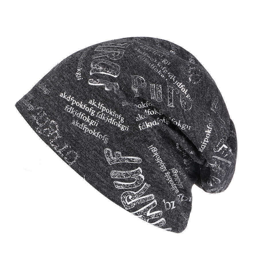 Men-Women-Cotton-Double-Layers-Earmuffs-Beanie-Cap-Outdoor-Warm-Letter-Print-Skullcap-1346517