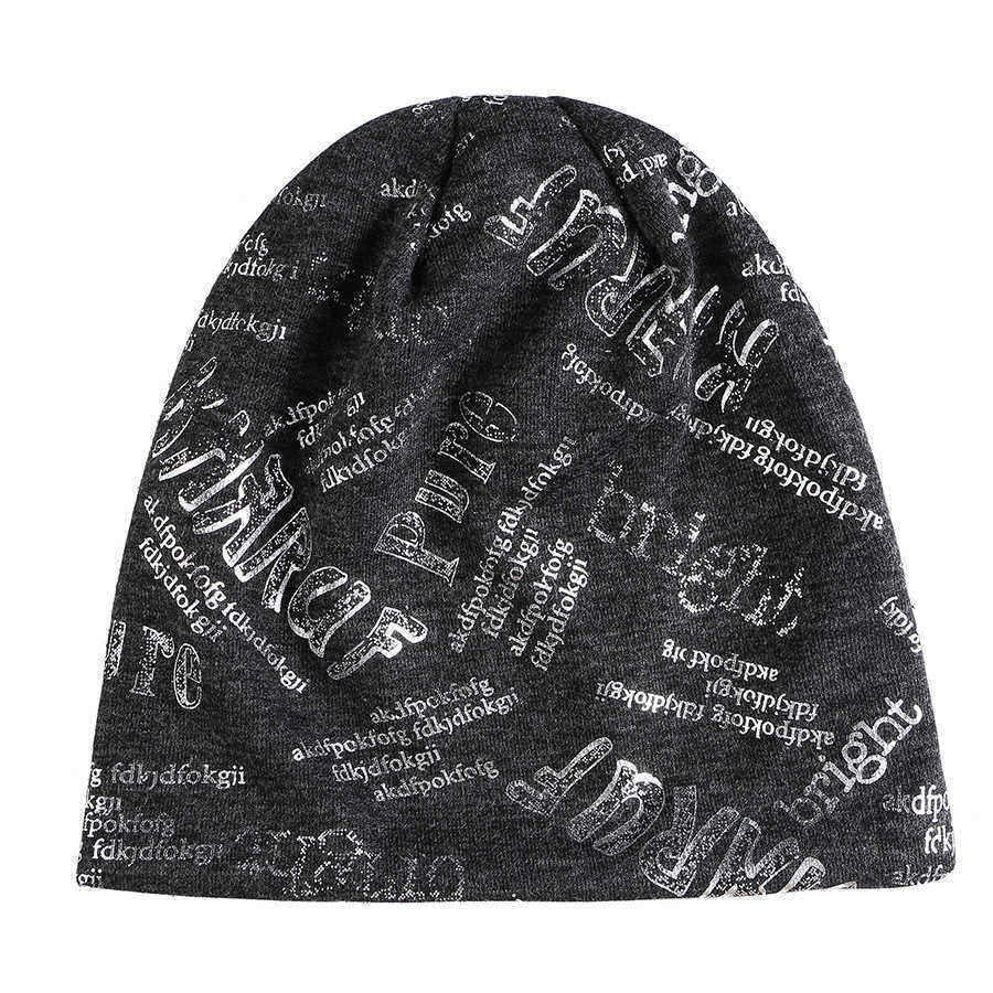 Men-Women-Cotton-Double-Layers-Earmuffs-Beanie-Cap-Outdoor-Warm-Letter-Print-Skullcap-1346517