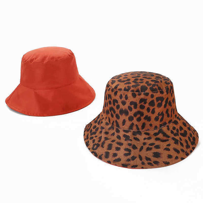 Men-Women-Cotton-Leopard-Double-Sided-Wear-Fisherman-Hat-Outdoor-UV-Resistence-Bucket-Cap-1431645