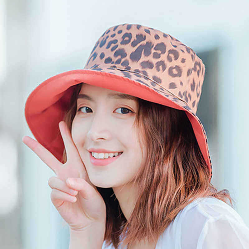 Men-Women-Cotton-Leopard-Double-Sided-Wear-Fisherman-Hat-Outdoor-UV-Resistence-Bucket-Cap-1431645