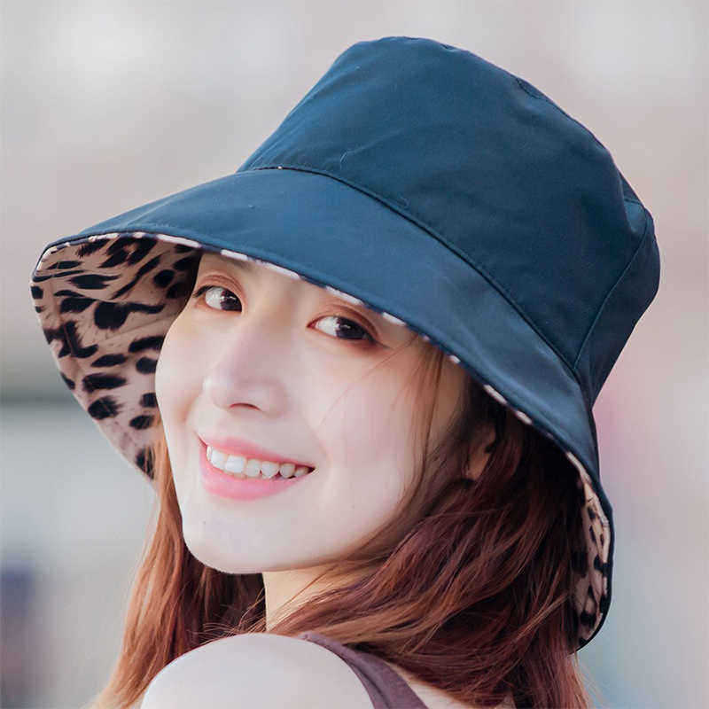 Men-Women-Cotton-Leopard-Double-Sided-Wear-Fisherman-Hat-Outdoor-UV-Resistence-Bucket-Cap-1431645