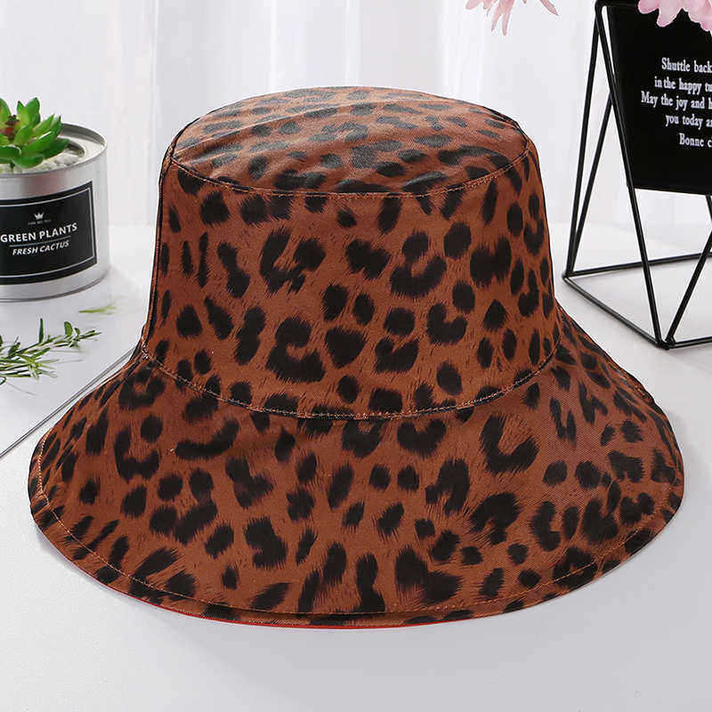 Men-Women-Cotton-Leopard-Double-Sided-Wear-Fisherman-Hat-Outdoor-UV-Resistence-Bucket-Cap-1431645