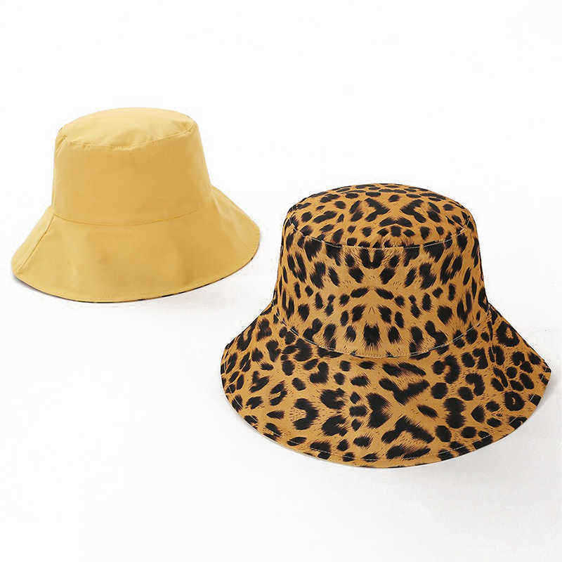 Men-Women-Cotton-Leopard-Double-Sided-Wear-Fisherman-Hat-Outdoor-UV-Resistence-Bucket-Cap-1431645