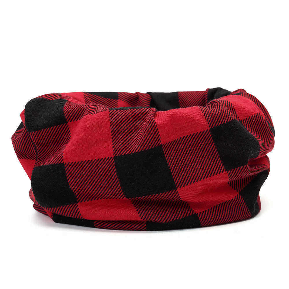 Men-Women-Cotton-Plaid-Slouchy-Beanie-Cap-Scarf-Outdoor-Print-Double-Layers-Turban-Hat-1394774