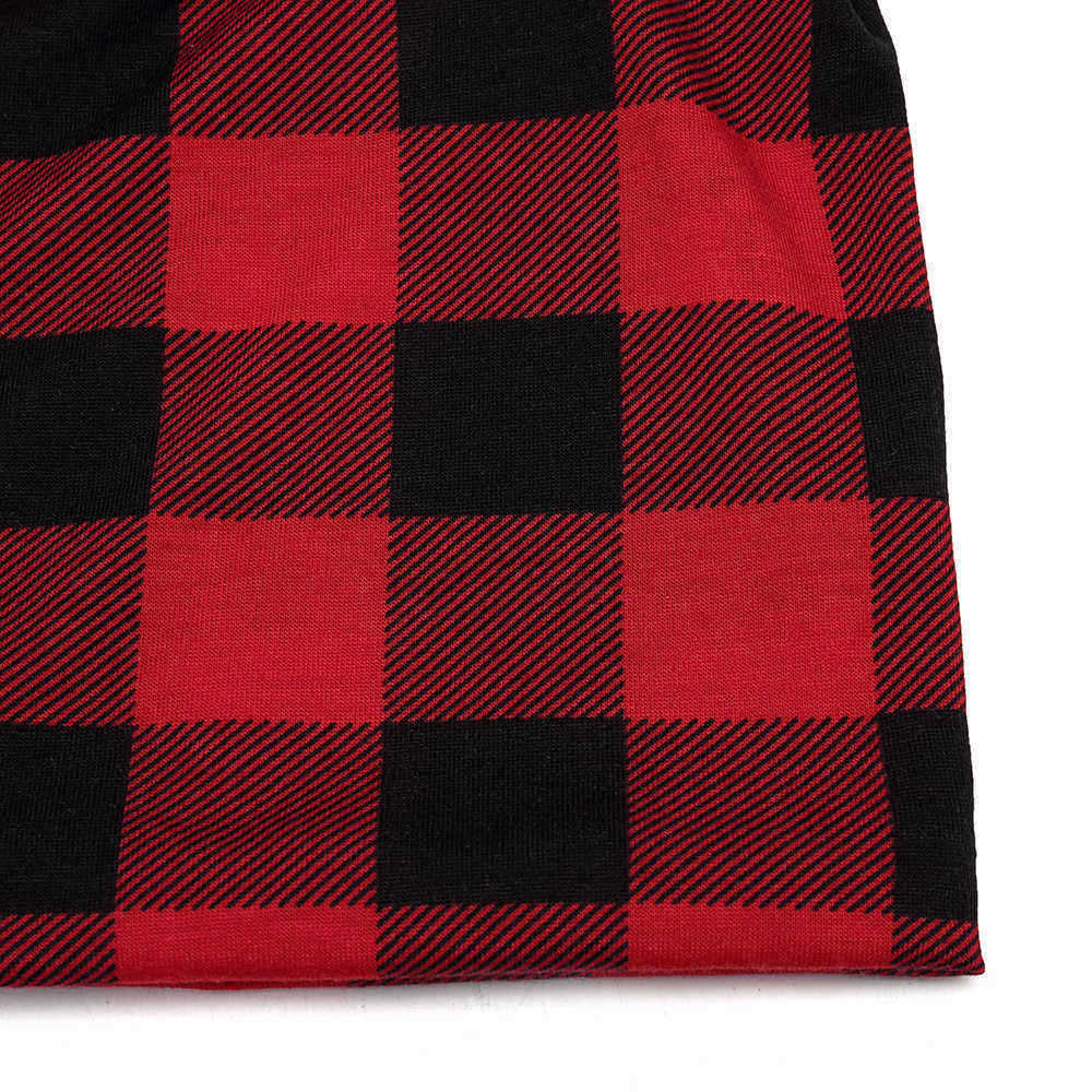 Men-Women-Cotton-Plaid-Slouchy-Beanie-Cap-Scarf-Outdoor-Print-Double-Layers-Turban-Hat-1394774