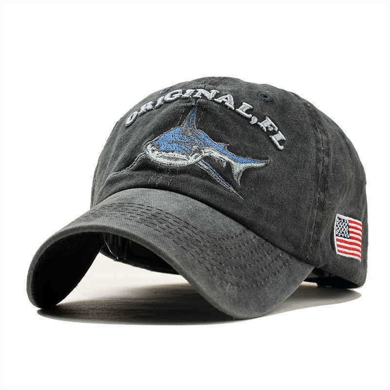 Men-Women-Denim-Sunshade-Hat-Embroidered-Letter-Shark-Washed-Baseball-Cap-1502178