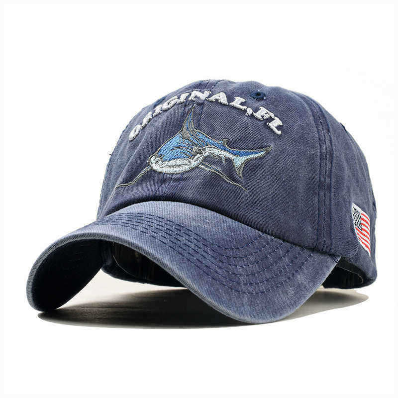 Men-Women-Denim-Sunshade-Hat-Embroidered-Letter-Shark-Washed-Baseball-Cap-1502178