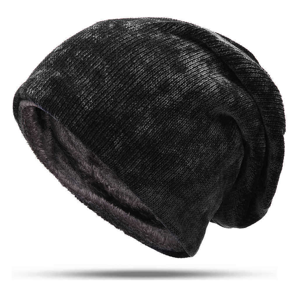 Men-Women-Double-Layer-Plus-Velvet-Hood-Hat-Chenille-Warm-Vertical-Stripes-Baggy-Pile-Cap-Beanie-1386923