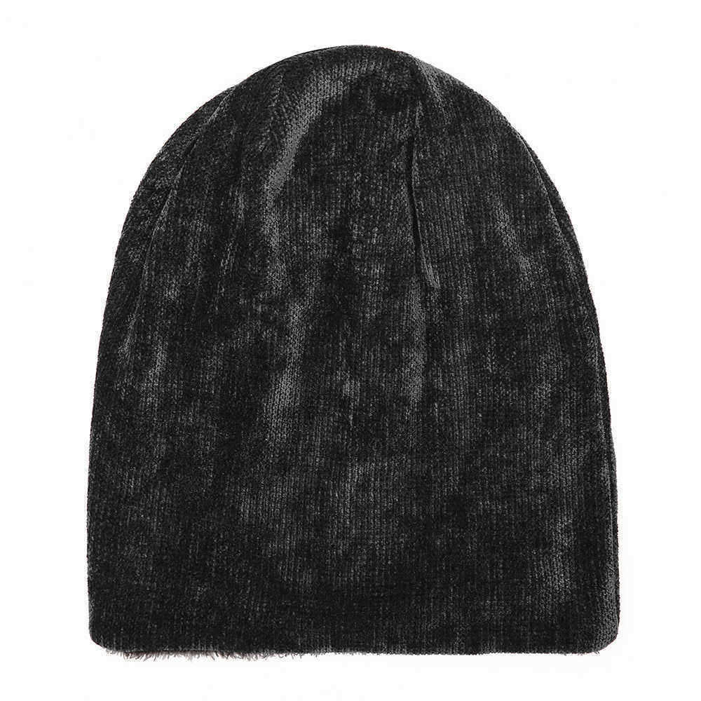 Men-Women-Double-Layer-Plus-Velvet-Hood-Hat-Chenille-Warm-Vertical-Stripes-Baggy-Pile-Cap-Beanie-1386923