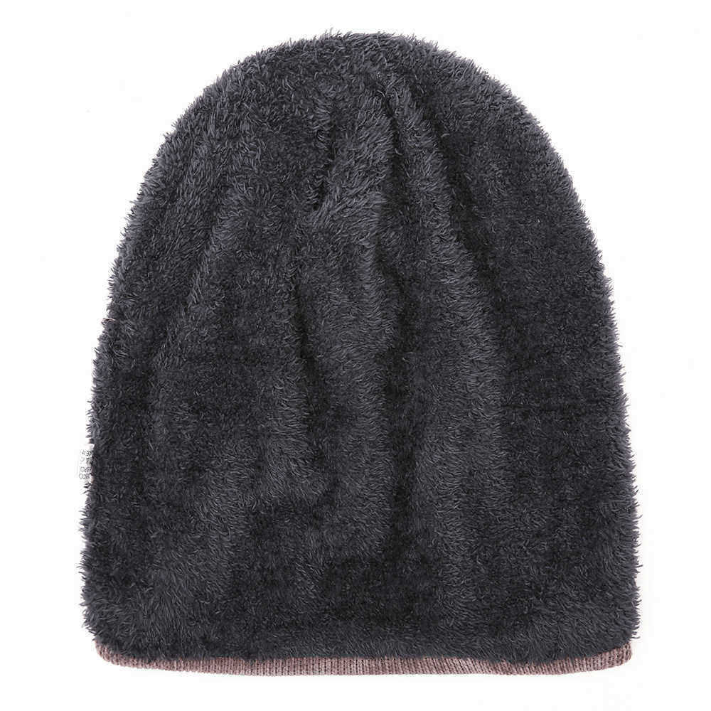 Men-Women-Double-Layer-Plus-Velvet-Hood-Hat-Chenille-Warm-Vertical-Stripes-Baggy-Pile-Cap-Beanie-1386923