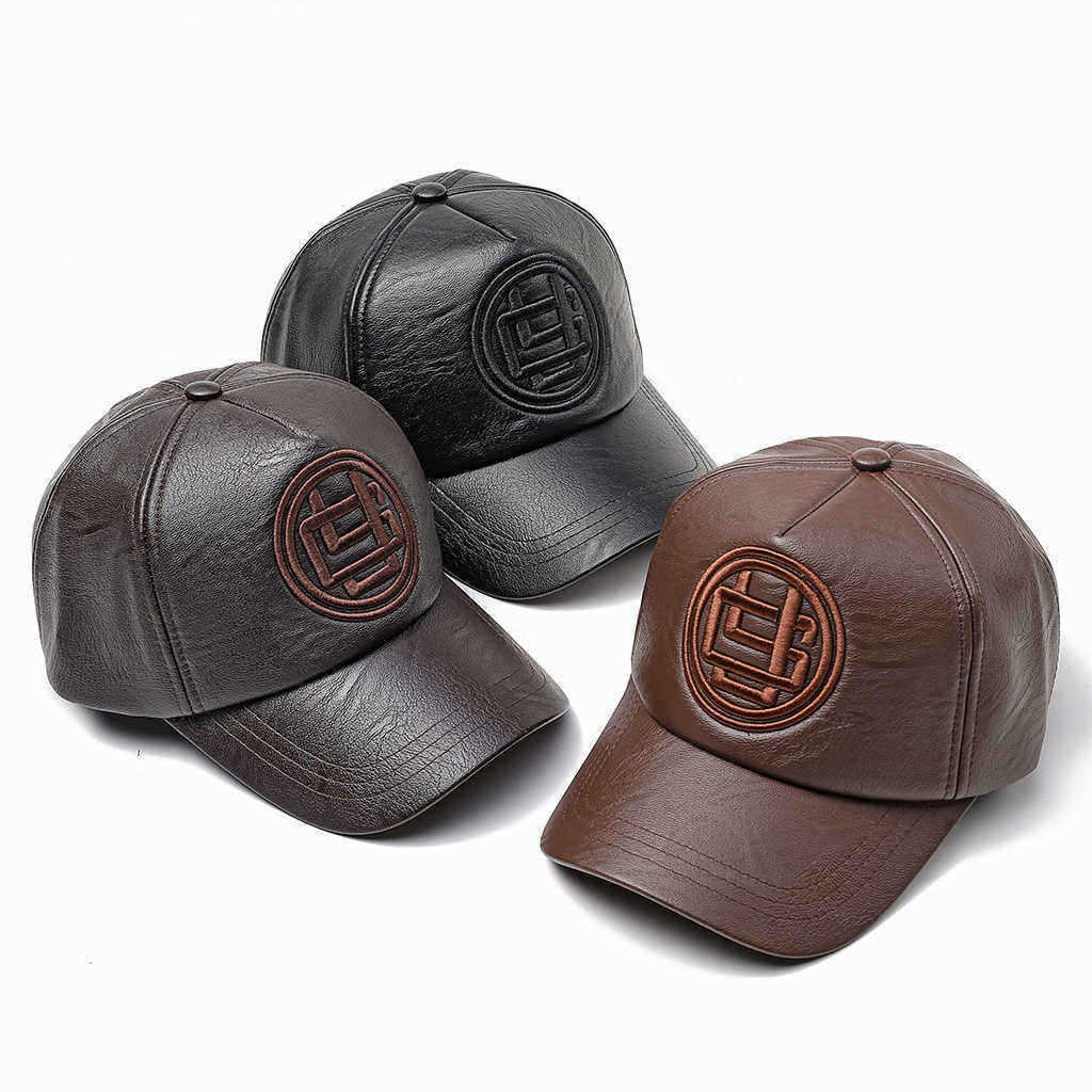 Men-Women-Earmuffs-Artificial-Leather-Badge-Baseball-Cap-Outdoor-Adjustable-Dad-Peaked-Hat-1348641