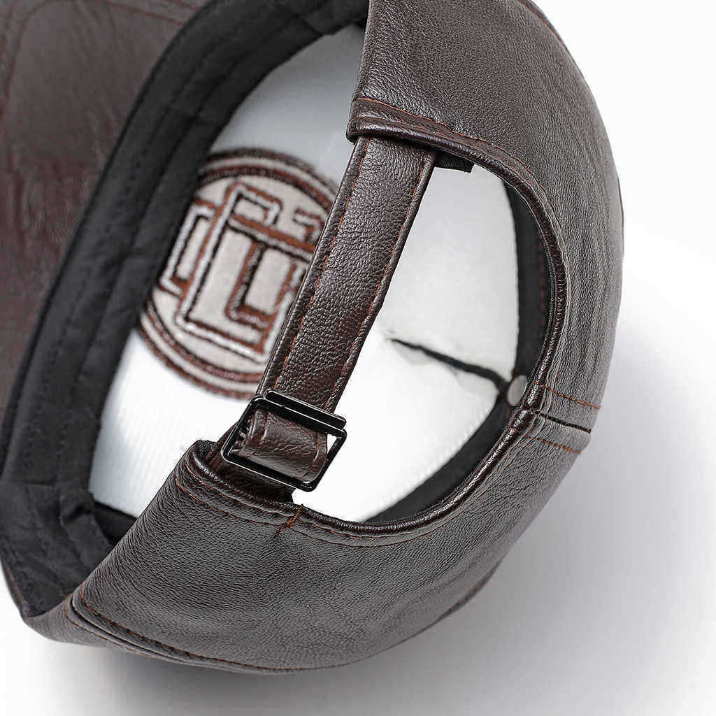 Men-Women-Earmuffs-Artificial-Leather-Badge-Baseball-Cap-Outdoor-Adjustable-Dad-Peaked-Hat-1348641