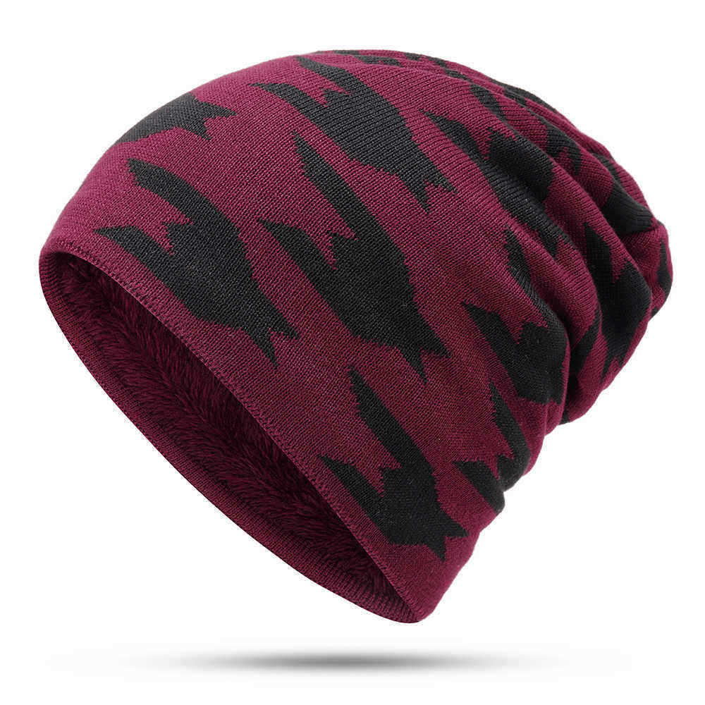 Men-Women-Fleece-Liner-Knitted-Hat-Leopard-Pattern-Knit-Cap-1395940