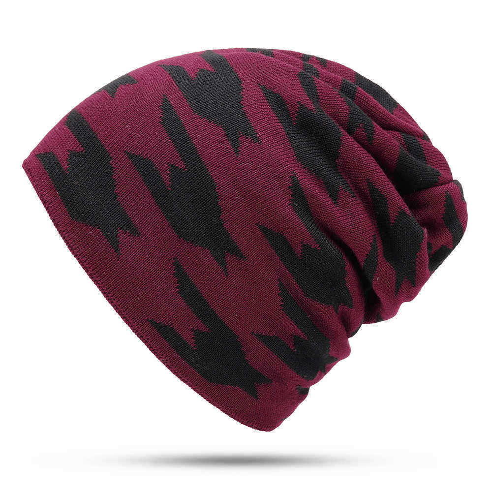 Men-Women-Fleece-Liner-Knitted-Hat-Leopard-Pattern-Knit-Cap-1395940