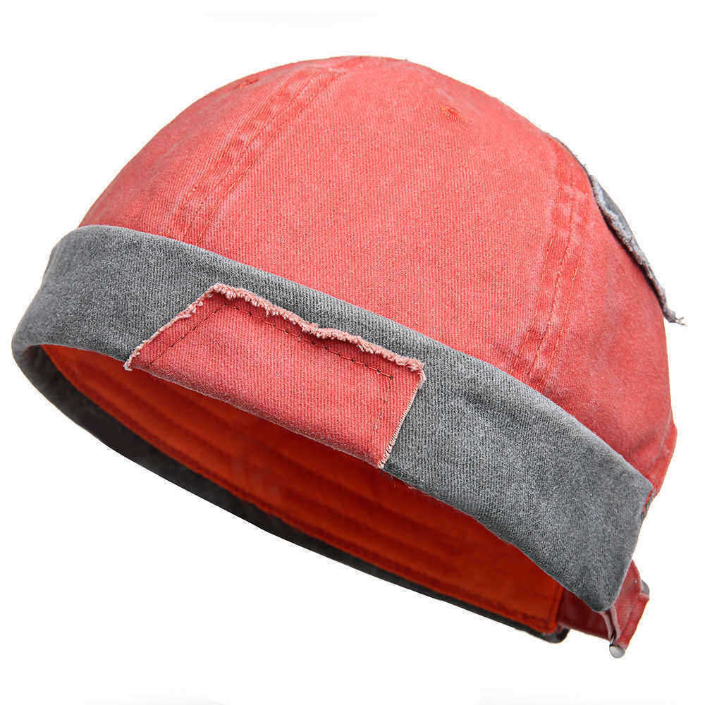 Men-Women-Leisure-Cotton-Patchwork-French-Brimless-Hats-Adjustable-Sailor-Cap-1417638