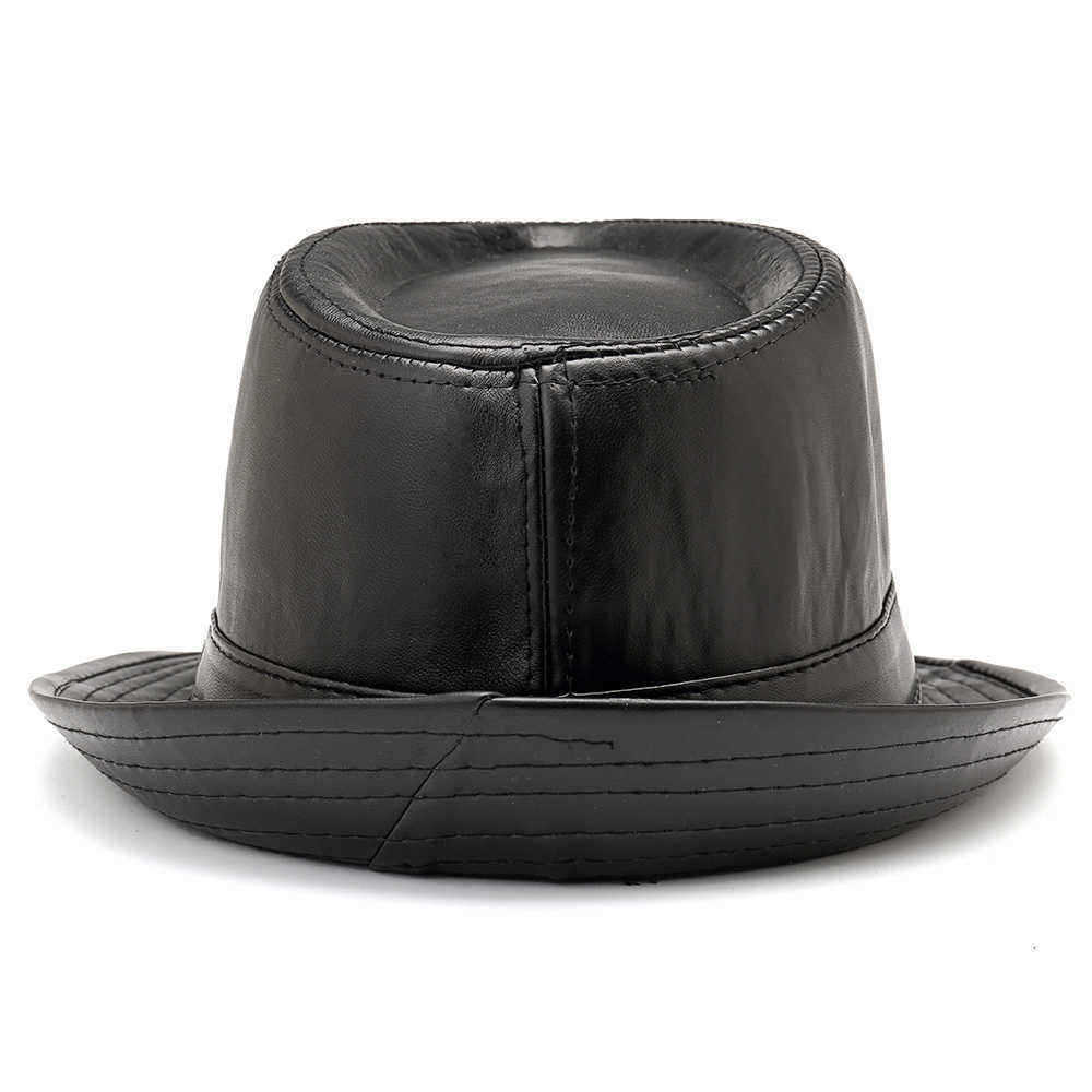 Men-Women-PU-Leather-Plain-Weave-Crimping-Brim-Casual-Jazz-Top-Hat-1336464