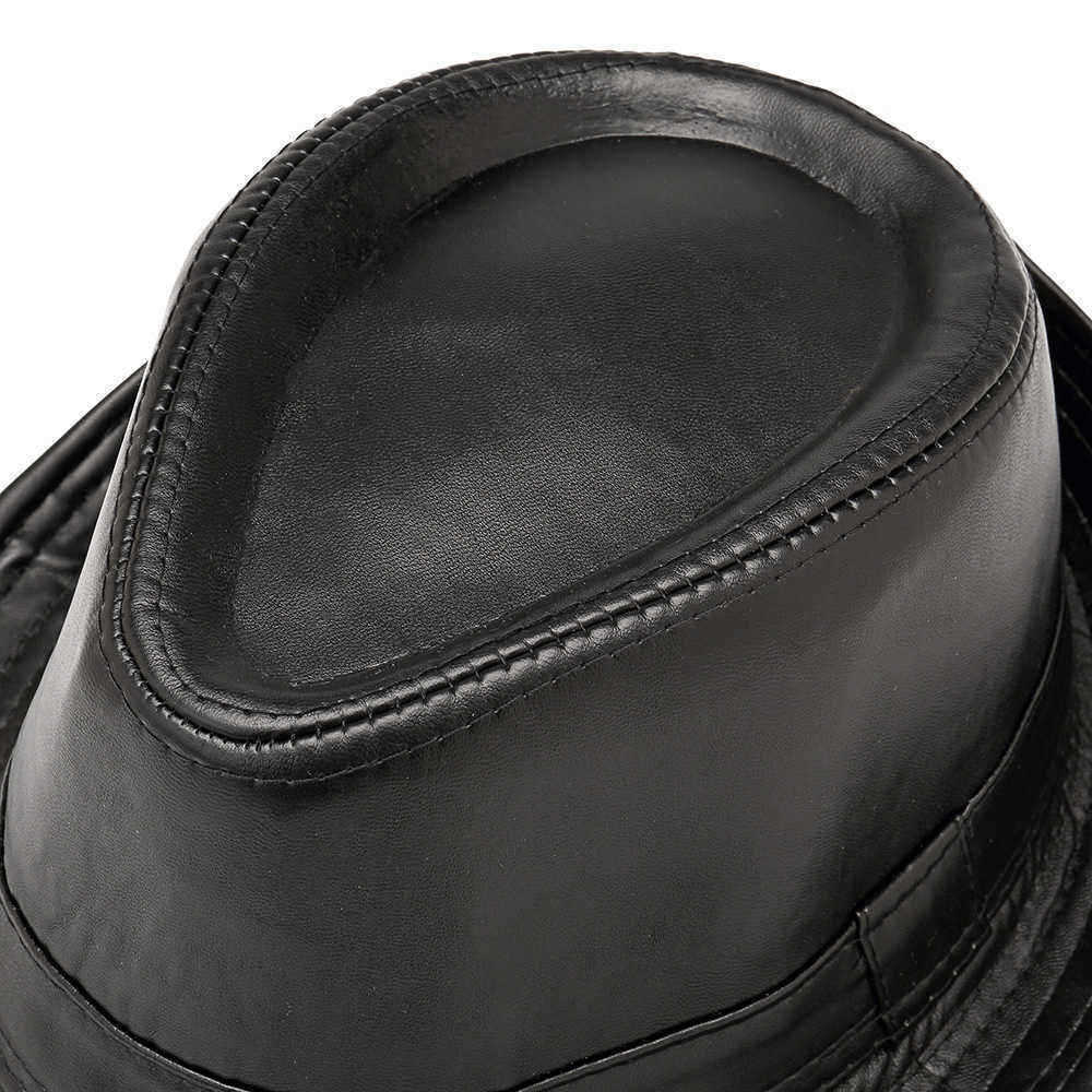 Men-Women-PU-Leather-Plain-Weave-Crimping-Brim-Casual-Jazz-Top-Hat-1336464