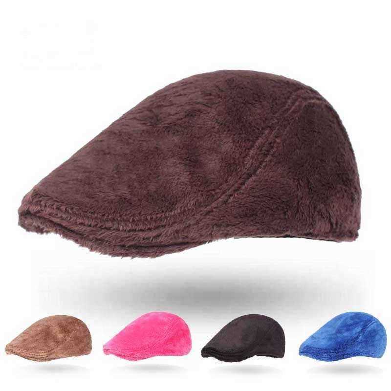 Men-Women-Plush-Painter-Beret-Caps-Outdoor-Winter-Warm-Gatsby-Newsboy-Hat-1367483