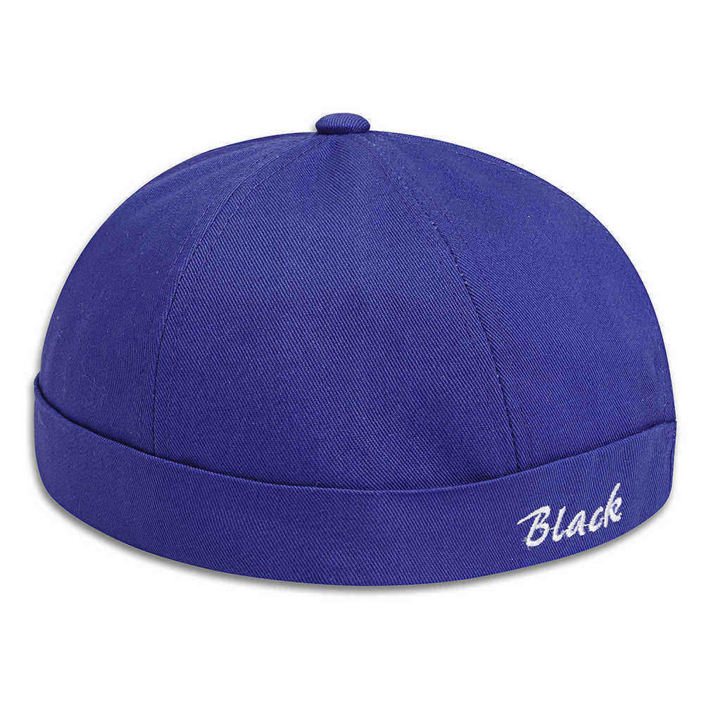 Men-Women-Retro-Letter-Embroidery-Brimless-Hats-Breathable-Cotton-Sailor-Cap-1369750