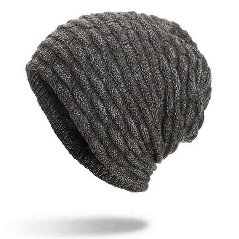 Men-Women-Special-Stripe-Plus-Velvet-Knitted-Hat-Outdoor-Double-Layers-Slouch-Beanie-Caps-1344241