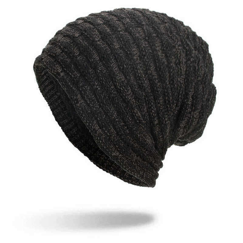 Men-Women-Special-Stripe-Plus-Velvet-Knitted-Hat-Outdoor-Double-Layers-Slouch-Beanie-Caps-1344241