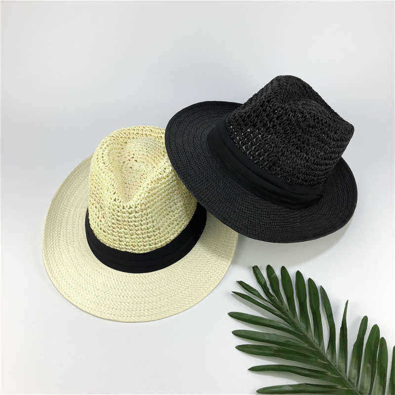 Men-Women-Straw-Knited-Sunscreen-Jazz-Hat-Outdoor-Casual-Travel-Visor-Hat-1451894