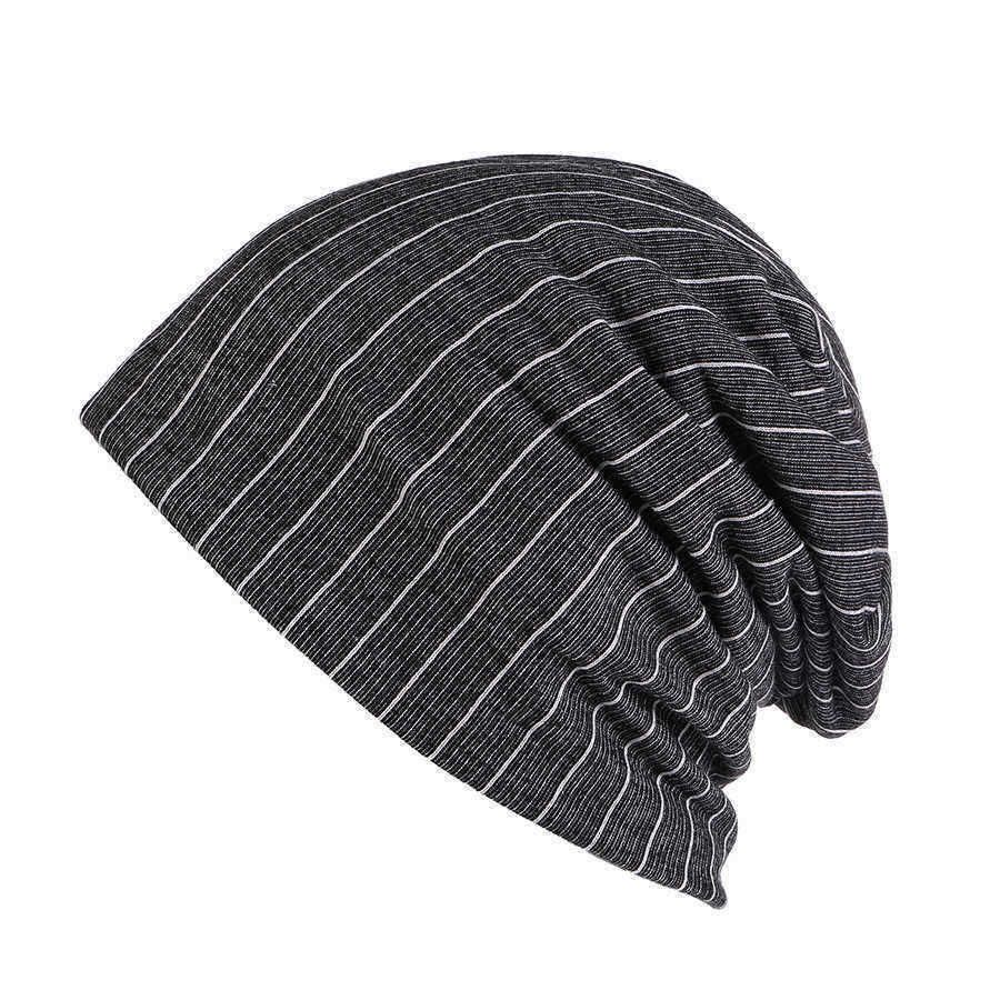 Men-Women-Stripe-Slouchy-Headwear-Bonnet-Hat-Outdoor-Winter-Cotton-Skull-Cap-Beanie-1324741