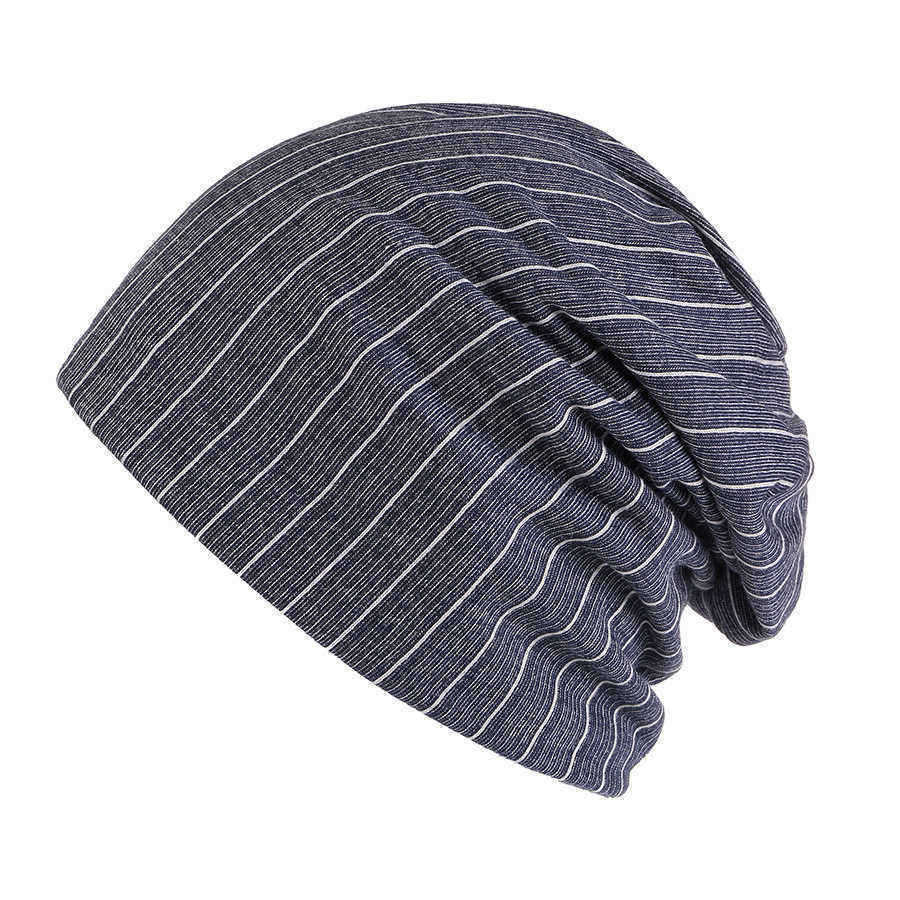 Men-Women-Stripe-Slouchy-Headwear-Bonnet-Hat-Outdoor-Winter-Cotton-Skull-Cap-Beanie-1324741