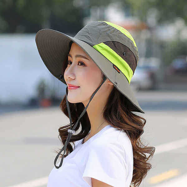 Men-Women-Summer-Breathable-Fisherman-Cap-Foldable-Wide-Brim-Sunscreen-Bucket-Hat-1168926