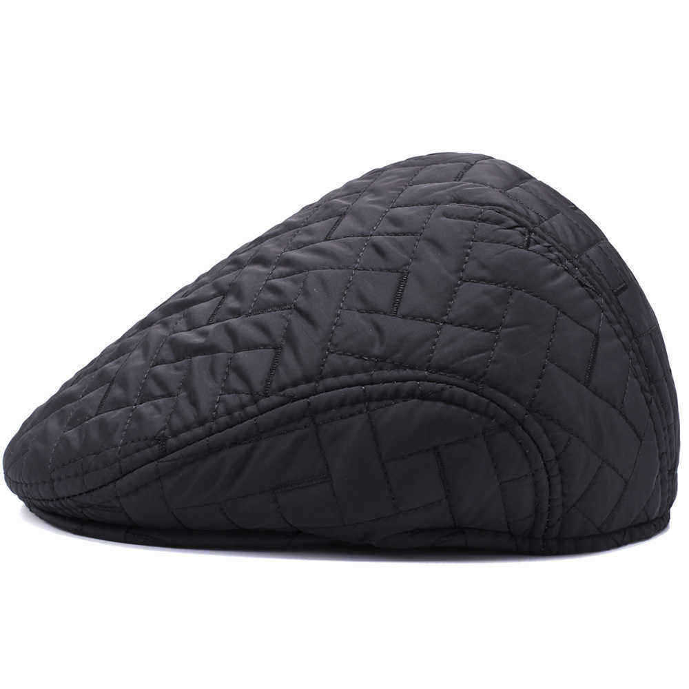 Men-Women-Thickened-Windproof-Peaked-Cap-Embroidery-Earmuffs-Cotton-Beret-Hat-1354563