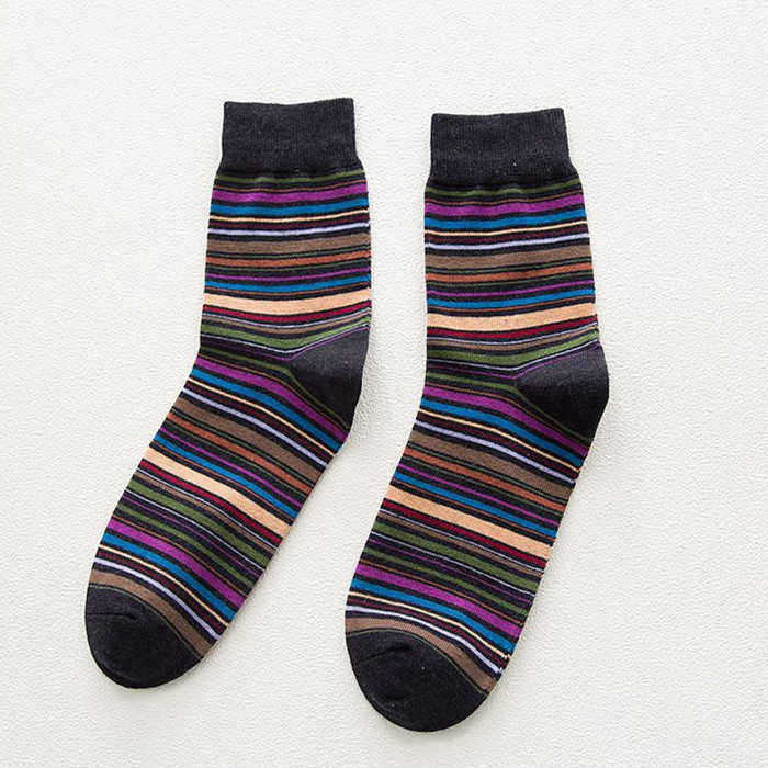 Men-Women-Vintage-Stripe-Cotton-Socks-Causal-Breathable-Deodorant-Middle-Tube-Socks-1203786