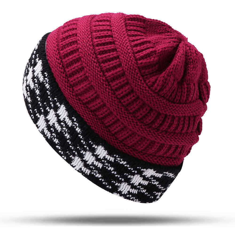 Men-Women-Warm-Houndstooth-Knitted-Hat-Casual-Fashion-Beanie-Cap-1384212