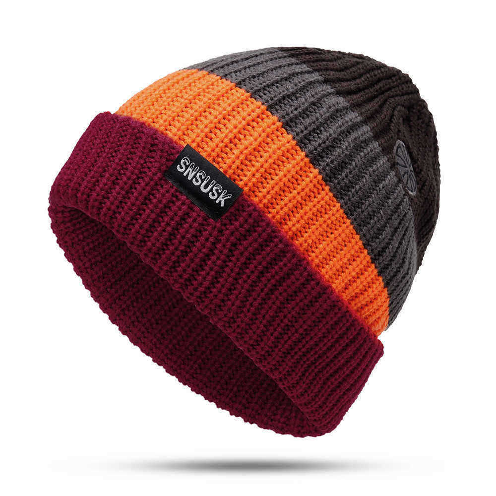 Men-Women-Winter-Double-Knit-Striped-Multicolor-Knitted-Hat-Beanie-Cap-1387433