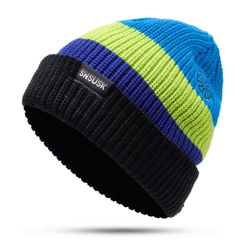 Men-Women-Winter-Double-Knit-Striped-Multicolor-Knitted-Hat-Beanie-Cap-1387433